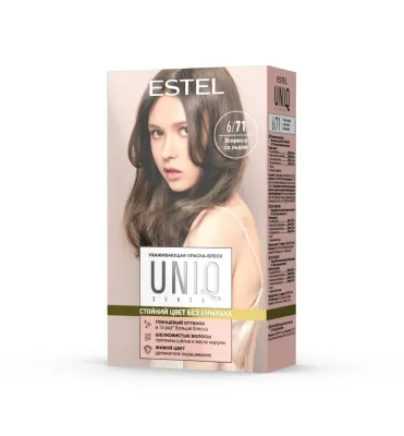 ESTEL UNIQ Sense краска-блеск д/волос без аммиака 6/71 т.русый коричнево-пепельный